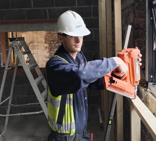 Community hub project helps local apprentice gain trade experience and qualifications through Fusion21 supplier CW Duke & Sons