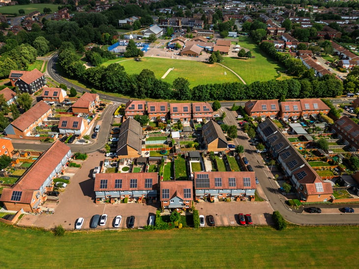 Housing with solar panels